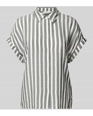 Tom Tailor Loose Fit Hemdbluse aus reiner Viskose - Blau