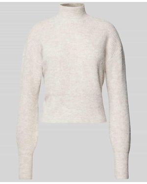 Noisy May Strickpullover Mit Stehkragen Modell 'Nella' - Natur