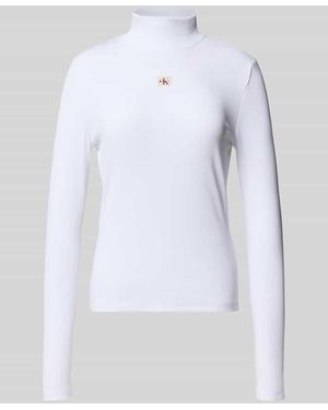 Calvin Klein Longsleeve mit Stehkragen - Weiß