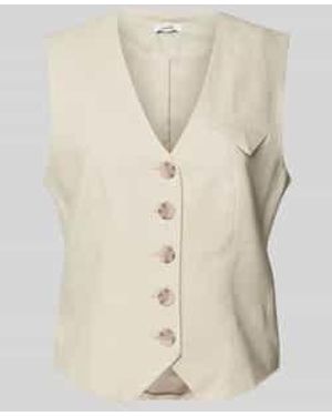 Mbym Linnen Gilet Met V-hals - Naturel