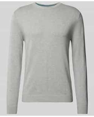Tom Tailor Gebreide Pullover Met Labelstitching - Grijs