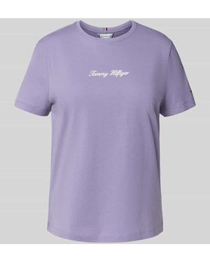 Tommy Hilfiger Regular Fit T-Shirt aus reiner Baumwolle - Lila