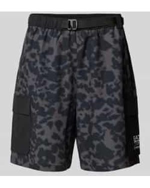 EA7 Loose Fit Cargoshirt Met Labelprint - Zwart