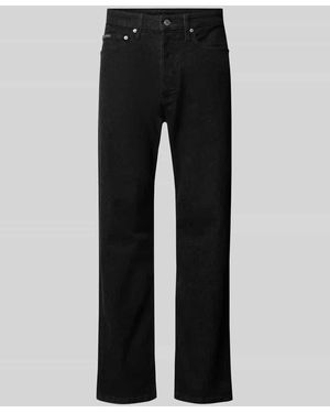 Calvin Klein Straight Fit Jeans Mit Label-Detail - Schwarz