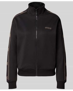 Guess Relaxed Fit Sweatjacke aus elastischem Viskose-Mix - Schwarz