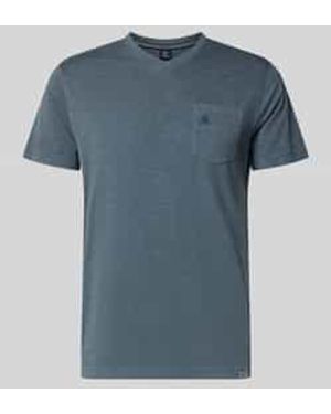 Lerros Regular Fit T-Shirt Met V-Hals - Blauw