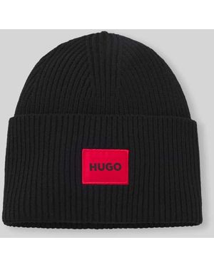 HUGO Mütze mit kontrastierendem Logo-Patch - Schwarz
