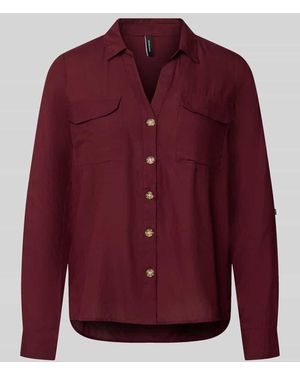 Vero Moda Regular Fit Langarmbluse aus reiner Viskose Modell 'BUMPY' - Rot