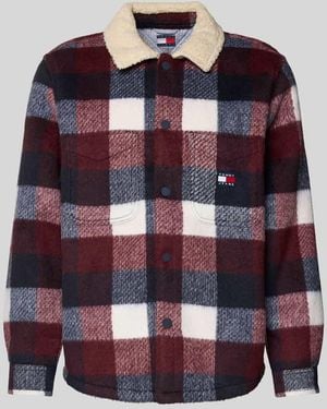 Tommy Hilfiger Oversized Hemdjacke mit Teddy-Fleece - Blau