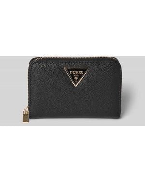 Guess Portemonnaie mit Label-Applikation Modell 'LAUREL II' - Schwarz