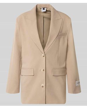Karo Kauer Oversized Longblazer mit Label-Patch Rücken - Natur