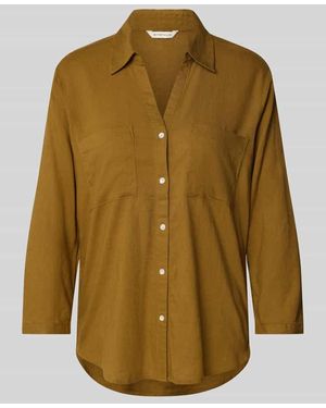 Tom Tailor Regular Fit Langarmbluse aus Leinen-Viskose-Mix - Grün