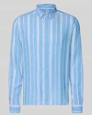 Blend Regular Fit Linnen Overhemd Met Viscose Model 'Bobby' - Blauw