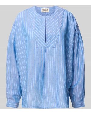 Scotch & Soda Relaxed Fit Bluse aus Baumwoll-Leinen-Mix - Blau