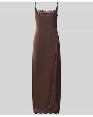 Jake*s Fließendes Cocktailkleid mit Spitzenbesatz - Braun