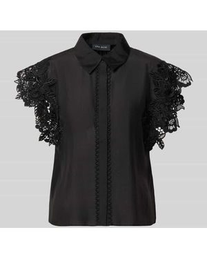 Cph Muse Regular Fit Bluse mit Spitzenbesatz Modell 'MOLLY' - Schwarz