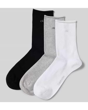 Calvin Klein Socken mit Logo-Stitching im 3er-Pack - Weiß
