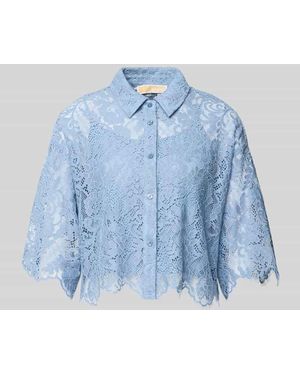 MICHAEL Michael Kors Bluse mit Spitze und Hemdblusenkragen - Blau