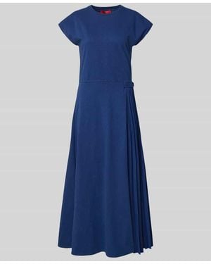 MAX&Co. Tailliertes Freizeitkleid aus Baumwoll-Leinen-Mix Modell 'COLIBRI' - Blau