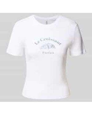 ONLY Regular Fit T-Shirt Van Puur Katoen, Model 'Bina Life' - Wit