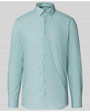 Eterna Slim Fit Business Hemd aus Lyocell-Mix mit Kentkragen - Blau