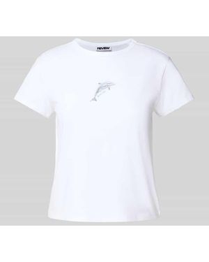 Review T-Shirt mit Motiv- und Label-Print - Weiß