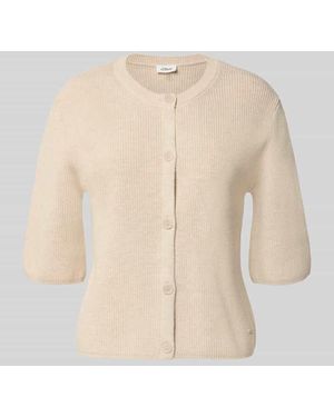 S.oliver Regular Fit Strickjacke aus Baumwoll-Mix - Natur
