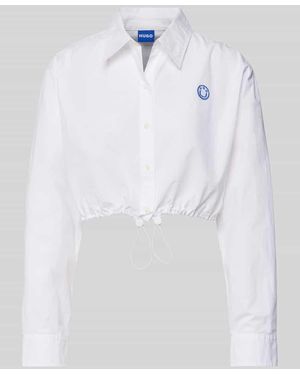 HUGO Regular Fit Bluse Mit Logo-Stitching Modell 'Emma' - Weiß