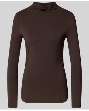 Smith & Soul Slim Fit Longsleeve mit Stehkragen - Braun