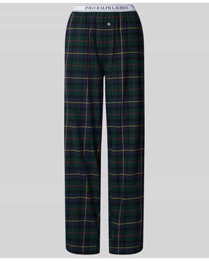 Polo Ralph Lauren Wide Fit Pyjama-Hose mit Zierknopf Modell 'Cozy' - Blau