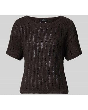 Monari T-Shirt in semitransparentem Design Modell 'Ajour' - Schwarz
