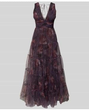 LACE & BEADS Abendkleid Im Stufen-Look Mit Taillenband - Lila