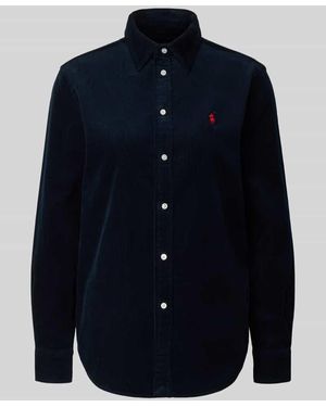 Polo Ralph Lauren Regular Fit Hemdbluse in Cord-Optik Modell 'Sport' - Blau