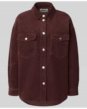 ONLY Loose Fit Hemdjacke aus reiner Baumwolle Modell 'TIGGY' - Lila