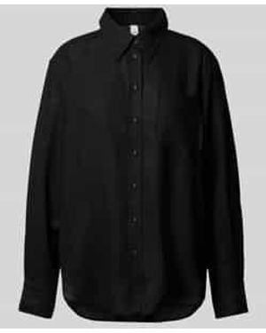 Y.A.S Relaxed Fit Linnen Blouse, Model 'Flaxy' - Zwart