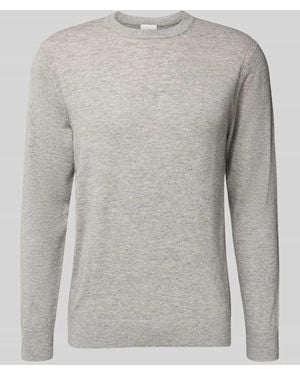 Profuomo Strickpullover aus Woll-Mix mit Rundhalsausschnitt - Grau
