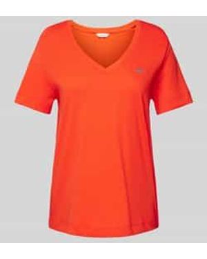 GANT T-shirt Met Labelstitching - Rood