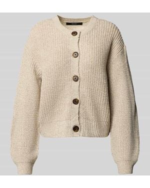 Vero Moda Relaxed Fit Strickjacke mit einreihiger Knopfleiste Modell 'LEA' - Natur