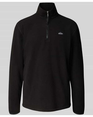 Superdry Fleecepullover mit Label-Stitching und Stehkragen - Schwarz
