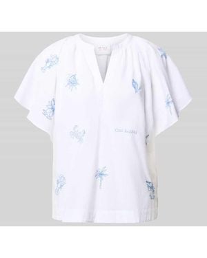 Ouí Relaxed Fit Tunikabluse mit Stitchings - Weiß
