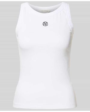 MSCH Copenhagen Tanktop in Ripp-Optik mit Label-Stitching Modell 'Gubbe' - Weiß