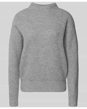 Jake*s Regular Fit Kaschmirpullover in Strick-Optik - Grau