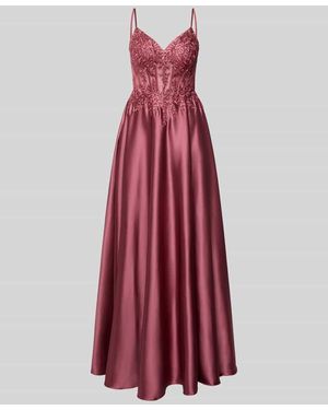 Luxuar Corsagenkleid mit Stitchings und Ziersteinbesatz - Rot