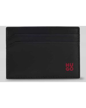 HUGO Kartenetui aus echtem Rindsleder Modell 'TIBBY_N_S CARDCASE' - Schwarz