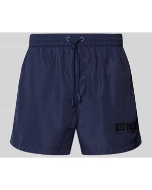 DIESEL Badehose mit Label-Print Modell 'KEN' - Blau