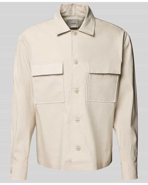 Calvin Klein Regular Fit Hemdjacke mit Brusttaschen - Natur