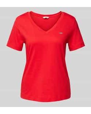 GANT Regular Fit T-shirt Met Labelstitching - Rood