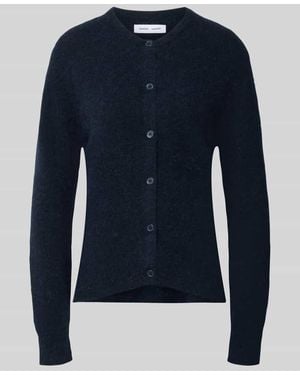 Samsøe & Samsøe Regular Fit Cardigan aus Woll-Alpaka-Mix Modell 'NOR' - Blau