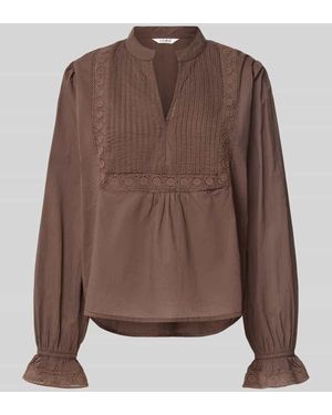 Mbym Bluse mit Häkelspitze Modell 'Tamya' - Braun