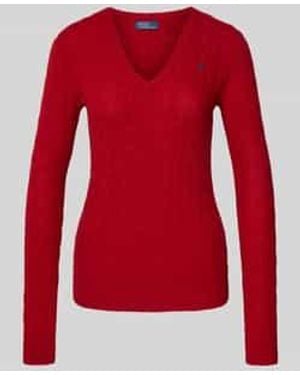 Polo Ralph Lauren Gebreide Pullover Van Een Mix Van Wol En Kasjmier, Model 'Kimberly' - Rood